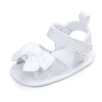 Summer Baby Girl Sandals Solid Color Cute Lace Bows Newborn Shoes Soft Cotton Non-slip Soled Princess Toddler Girl Sandals Kids