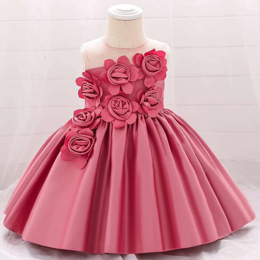 2024 Toddler Baby Girls Summer Dresses Infant Princess 1 Year Birthday Party Dress Elegant Kids Girl Christmas Wedding Costume