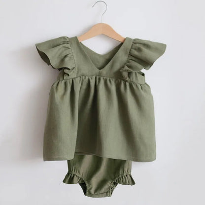Newborn Girls Summer Clothes Linen Striped Baby Girl Dress For 0-3Y Toddler Girls Clothes Baby Birthday Party Dress