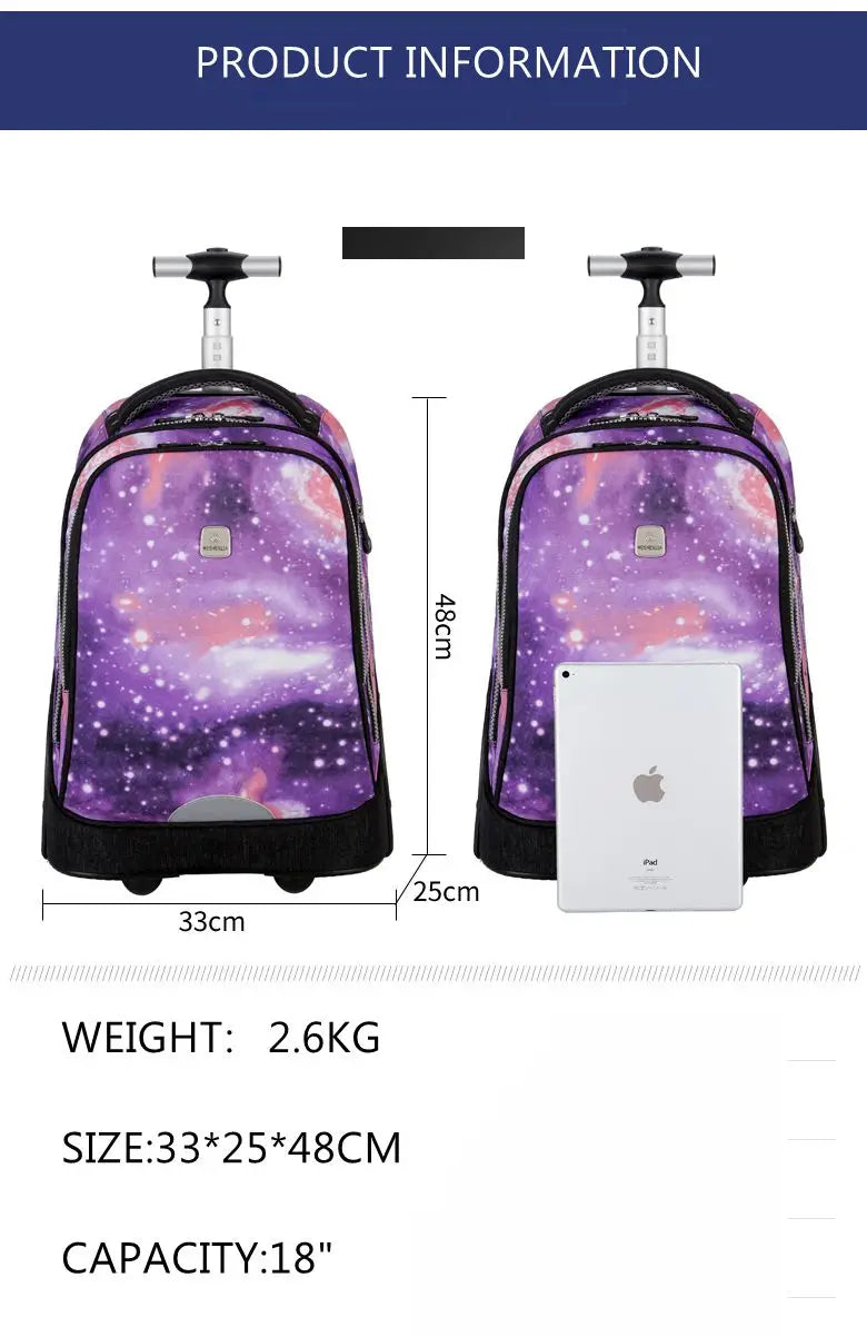 School Bag for girls with wheels Travel Rolling backpack Bags for teenagers travel trolley bag Children wheeled backpack bags
