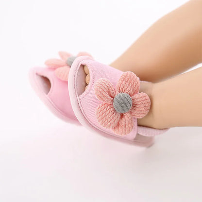 Summer Baby Girl Sandals Solid Color Cute Lace Bows Newborn Shoes Soft Cotton Non-slip Soled Princess Toddler Girl Sandals Kids