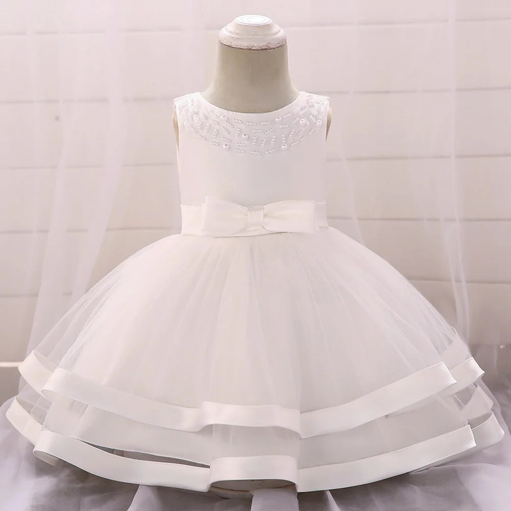 2024 Toddler Baby Girls Summer Dresses Infant Princess 1 Year Birthday Party Dress Elegant Kids Girl Christmas Wedding Costume