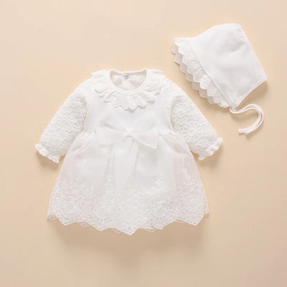 Newborn Baby Girl Dress Baptism Dress White Christening Clothes For Baby Girl Lace Vestido Bebe Robe Bapteme 3 6 9 Months