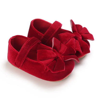 Infant Baby Girls Walkers Shoes Flats Bowknot Soft Anti-Slip Rubber Sole Newborn Shoes Anti-slip Toddler First Walkers