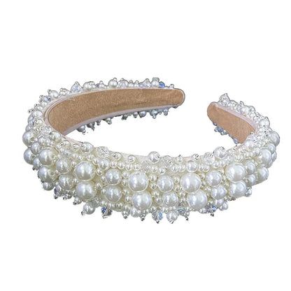 Women Girls Baroque  Pearl Glass Beads  Rhinestone Hairband Headband Adult Hair Accessories