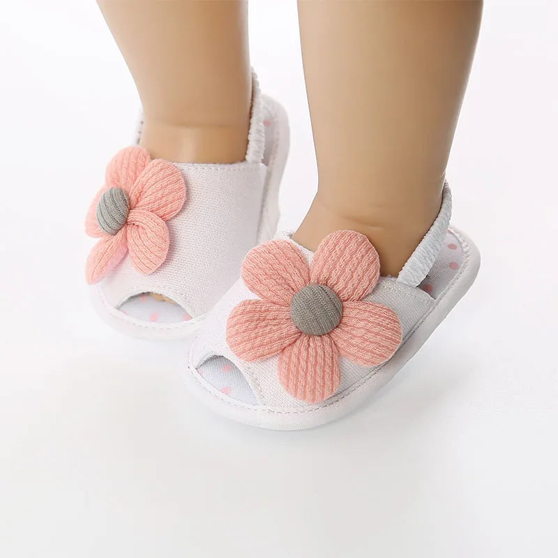 Summer Baby Girl Sandals Solid Color Cute Lace Bows Newborn Shoes Soft Cotton Non-slip Soled Princess Toddler Girl Sandals Kids