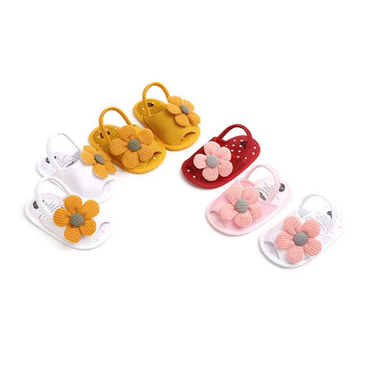 Summer Baby Girl Sandals Solid Color Cute Lace Bows Newborn Shoes Soft Cotton Non-slip Soled Princess Toddler Girl Sandals Kids
