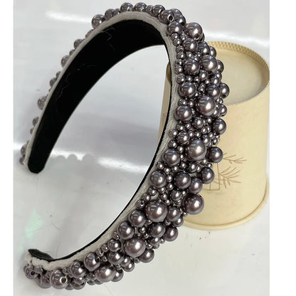 Women Girls Baroque  Pearl Glass Beads  Rhinestone Hairband Headband Adult Hair Accessories