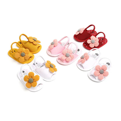 Summer Baby Girl Sandals Solid Color Cute Lace Bows Newborn Shoes Soft Cotton Non-slip Soled Princess Toddler Girl Sandals Kids