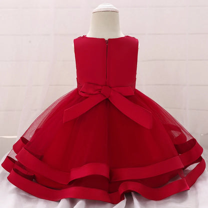2024 Toddler Baby Girls Summer Dresses Infant Princess 1 Year Birthday Party Dress Elegant Kids Girl Christmas Wedding Costume
