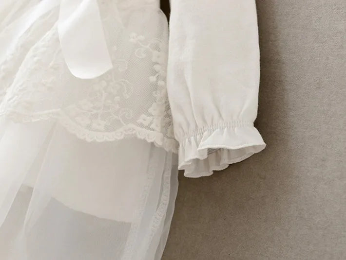 Newborn Baby Dress Girl Clothes Lace Long Sleeve Wedding Christening Gowns Dress for Infant New Year Girls Dresses