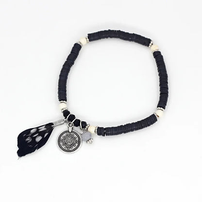 Bracelets for Women Girls Boho Handmade Jewelry Clay Beads Feather Bracelet Female Gift Wrist Accessories