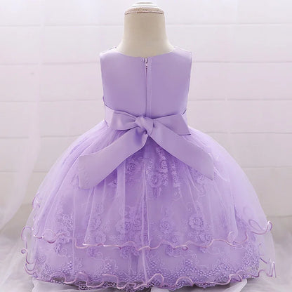 Newborn Baby White Baptism Dress For Girls Toddler Summer Clothes Bow Lace Infant Baby Girl 1st Birthday Princess Party Dresses
