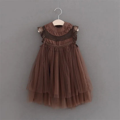 New Wedding Flower Girl Dresses for Kids Princess Dress Sleeveless Summer Birthday Party Pageant Toddler Lace Tulle Dress 1-7T