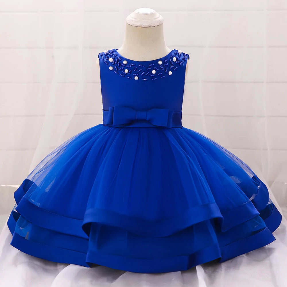 2024 Toddler Baby Girls Summer Dresses Infant Princess 1 Year Birthday Party Dress Elegant Kids Girl Christmas Wedding Costume