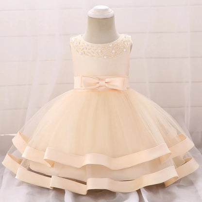 2024 Toddler Baby Girls Summer Dresses Infant Princess 1 Year Birthday Party Dress Elegant Kids Girl Christmas Wedding Costume