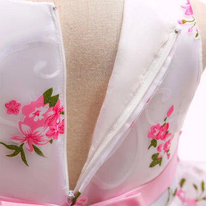 Kids Summer Dress For Girls Wedding Costume Floral Printing Birthday Princess Party Dresses 2-10 Years Children Girl Clothes