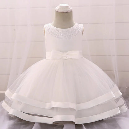 2024 Toddler Baby Girls Summer Dresses Infant Princess 1 Year Birthday Party Dress Elegant Kids Girl Christmas Wedding Costume