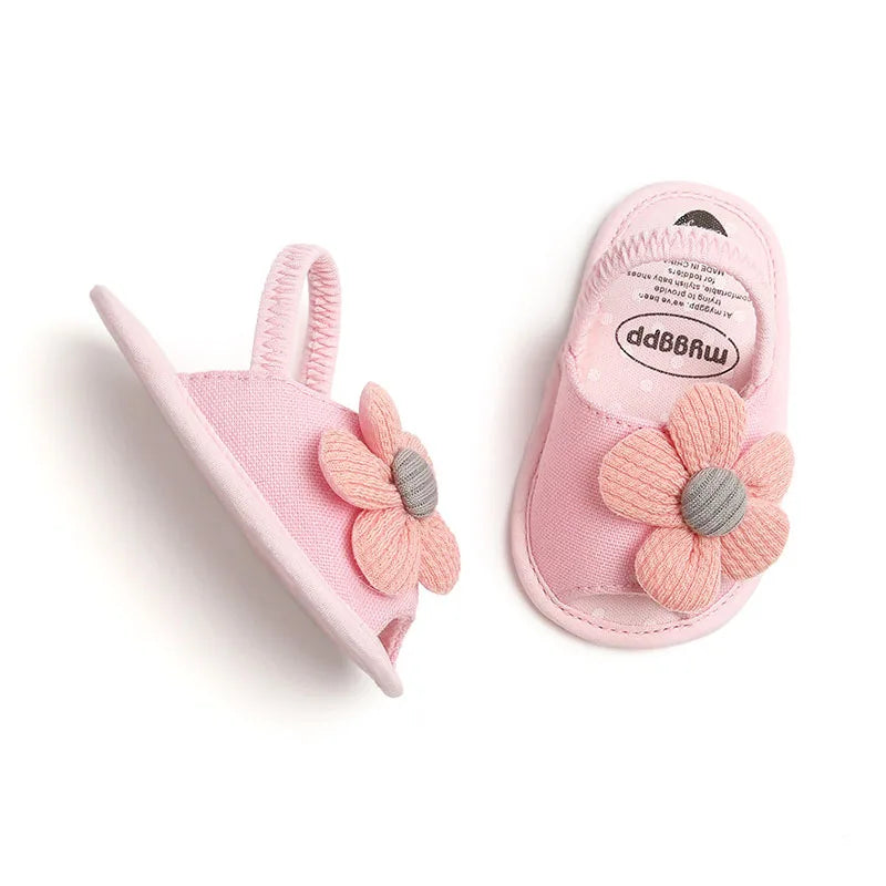 Summer Baby Girl Sandals Solid Color Cute Lace Bows Newborn Shoes Soft Cotton Non-slip Soled Princess Toddler Girl Sandals Kids