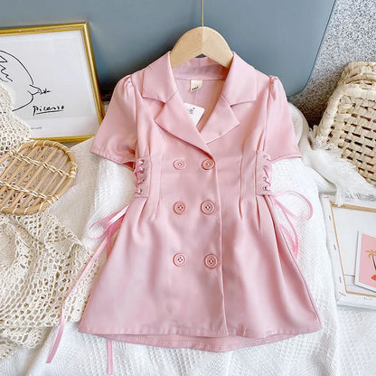 Summer Clothing Lapel Waist Drawstring Double (available)