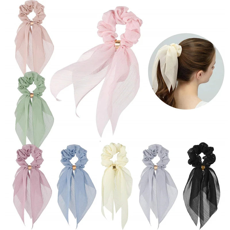 Fashion Double Layer Bow Hair Accessories Headwear For Women 2022 Trendy Girl Solid Color Elastic Hair Bands Hair Ornament Gift
