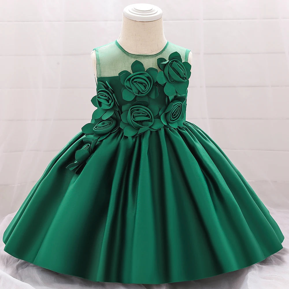 2024 Toddler Baby Girls Summer Dresses Infant Princess 1 Year Birthday Party Dress Elegant Kids Girl Christmas Wedding Costume
