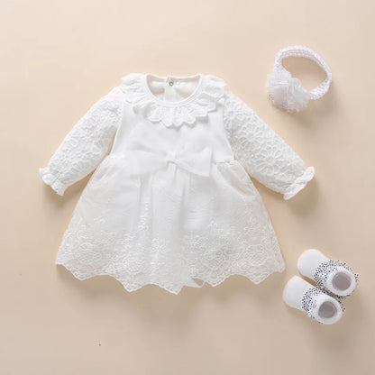 Newborn Baby Girl Dress Baptism Dress White Christening Clothes For Baby Girl Lace Vestido Bebe Robe Bapteme 3 6 9 Months