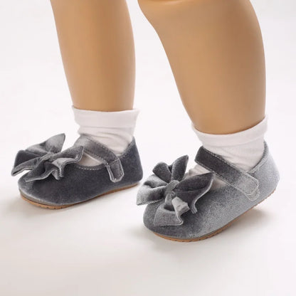 Infant Baby Girls Walkers Shoes Flats Bowknot Soft Anti-Slip Rubber Sole Newborn Shoes Anti-slip Toddler First Walkers