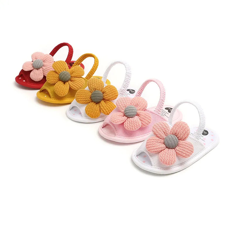 Summer Baby Girl Sandals Solid Color Cute Lace Bows Newborn Shoes Soft Cotton Non-slip Soled Princess Toddler Girl Sandals Kids