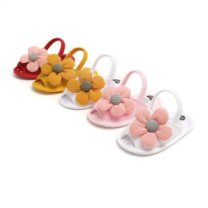 Summer Baby Girl Sandals Solid Color Cute Lace Bows Newborn Shoes Soft Cotton Non-slip Soled Princess Toddler Girl Sandals Kids