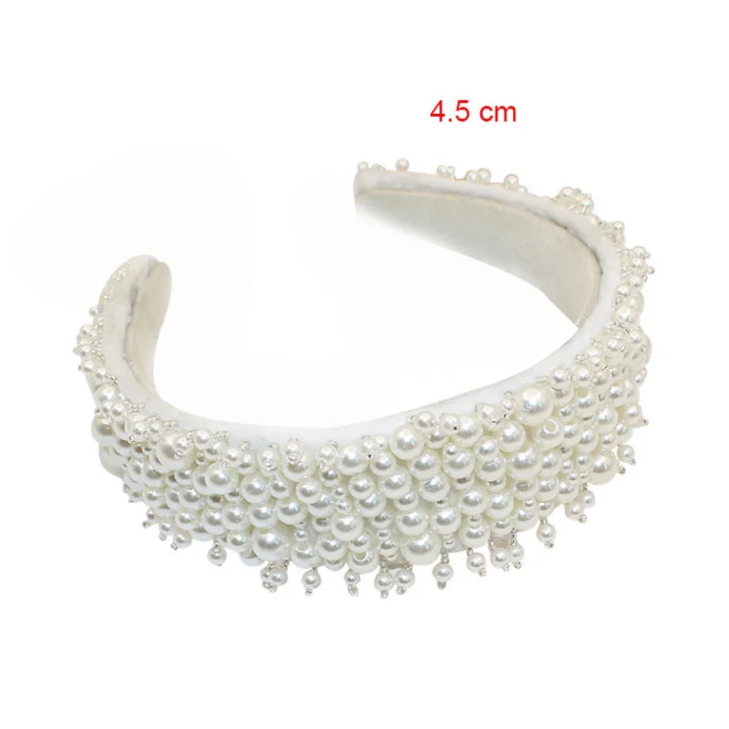 Women Girls Baroque  Pearl Glass Beads  Rhinestone Hairband Headband Adult Hair Accessories