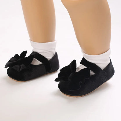 Infant Baby Girls Walkers Shoes Flats Bowknot Soft Anti-Slip Rubber Sole Newborn Shoes Anti-slip Toddler First Walkers