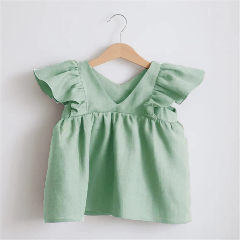 Newborn Girls Summer Clothes Linen Striped Baby Girl Dress For 0-3Y Toddler Girls Clothes Baby Birthday Party Dress