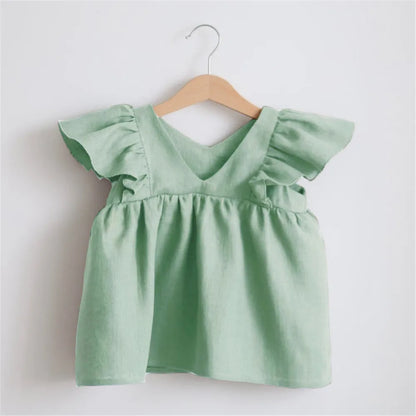 Newborn Girls Summer Clothes Linen Striped Baby Girl Dress For 0-3Y Toddler Girls Clothes Baby Birthday Party Dress