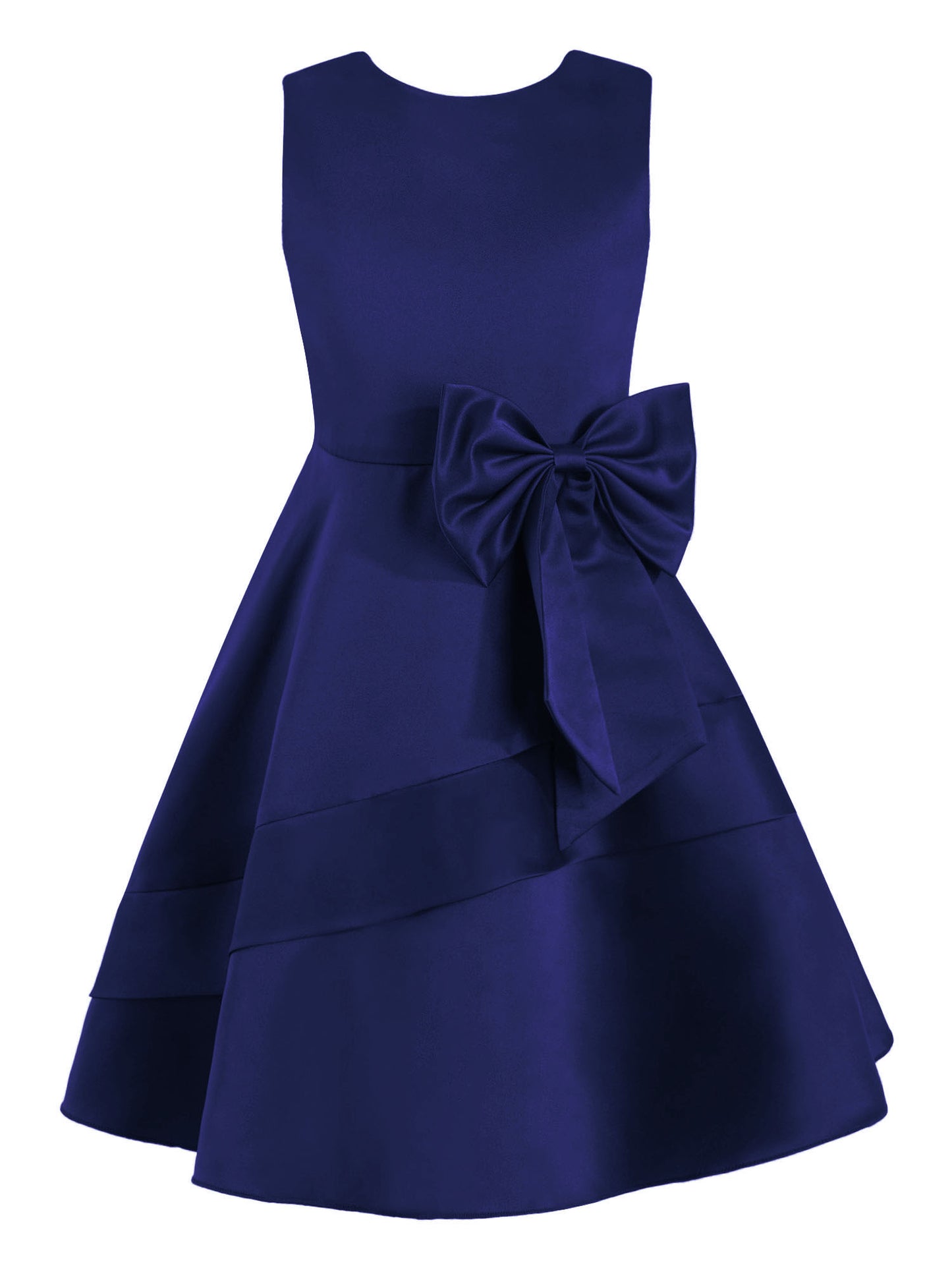 Flower Girl Dress for Kid Wedding Junior Bridesmaid Communion Party Pageant Sleeveless Big Bowknot Decor Satin A-Line Dresses