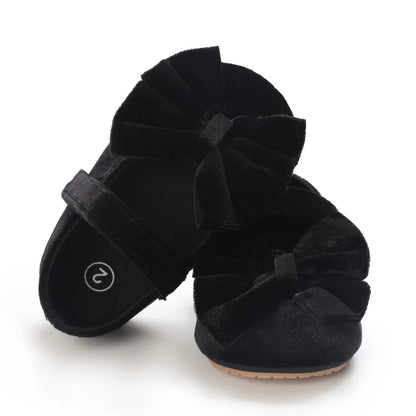 Infant Baby Girls Walkers Shoes Flats Bowknot Soft Anti-Slip Rubber Sole Newborn Shoes Anti-slip Toddler First Walkers