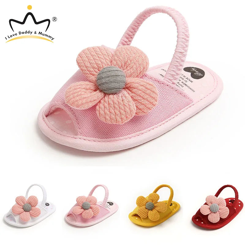 Summer Baby Girl Sandals Solid Color Cute Lace Bows Newborn Shoes Soft Cotton Non-slip Soled Princess Toddler Girl Sandals Kids
