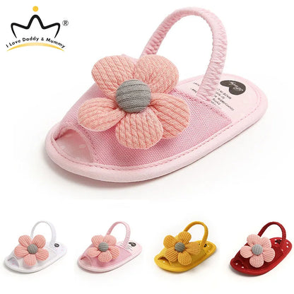 Summer Baby Girl Sandals Solid Color Cute Lace Bows Newborn Shoes Soft Cotton Non-slip Soled Princess Toddler Girl Sandals Kids