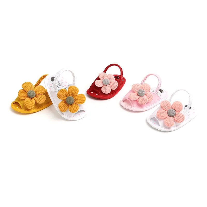Summer Baby Girl Sandals Solid Color Cute Lace Bows Newborn Shoes Soft Cotton Non-slip Soled Princess Toddler Girl Sandals Kids