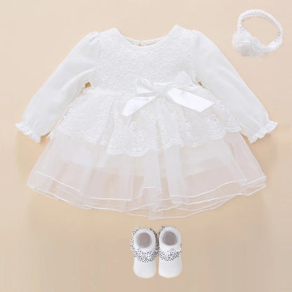 Newborn Baby Girl Dress Baptism Dress White Christening Clothes For Baby Girl Lace Vestido Bebe Robe Bapteme 3 6 9 Months
