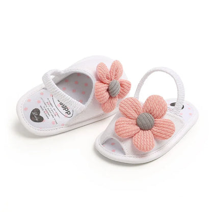 Summer Baby Girl Sandals Solid Color Cute Lace Bows Newborn Shoes Soft Cotton Non-slip Soled Princess Toddler Girl Sandals Kids