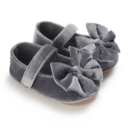 Infant Baby Girls Walkers Shoes Flats Bowknot Soft Anti-Slip Rubber Sole Newborn Shoes Anti-slip Toddler First Walkers