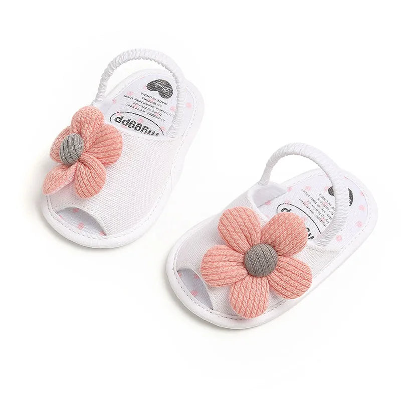 Summer Baby Girl Sandals Solid Color Cute Lace Bows Newborn Shoes Soft Cotton Non-slip Soled Princess Toddler Girl Sandals Kids