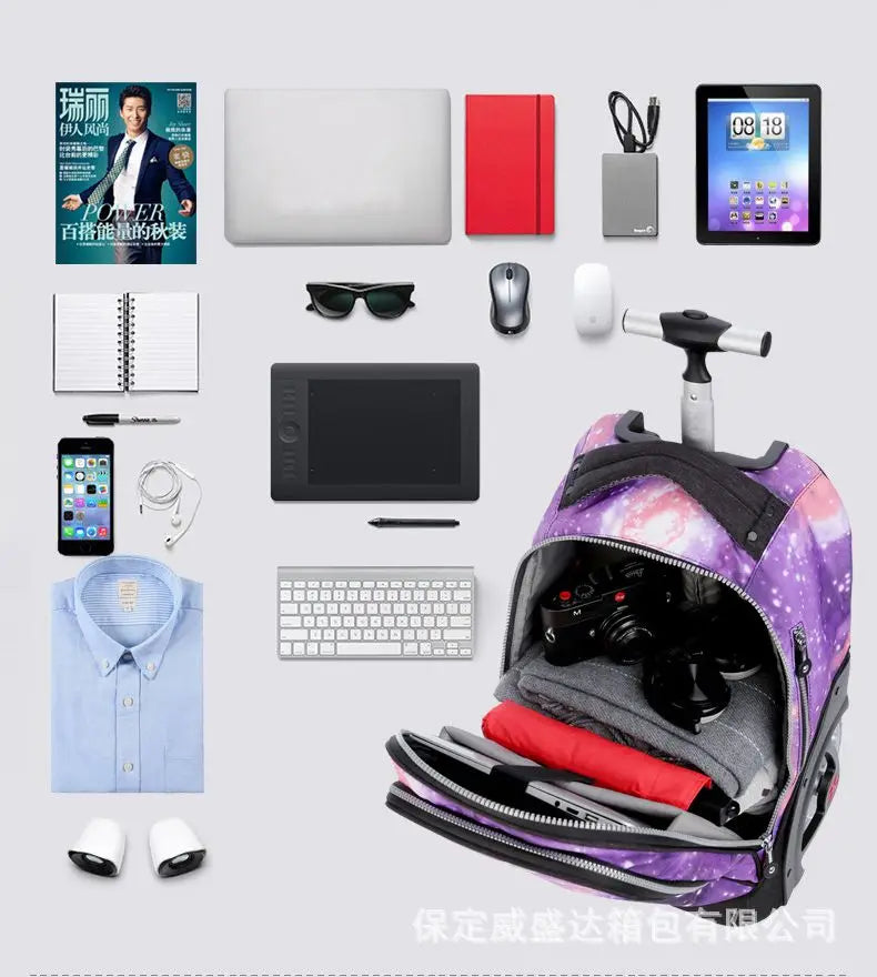 School Bag for girls with wheels Travel Rolling backpack Bags for teenagers travel trolley bag Children wheeled backpack bags