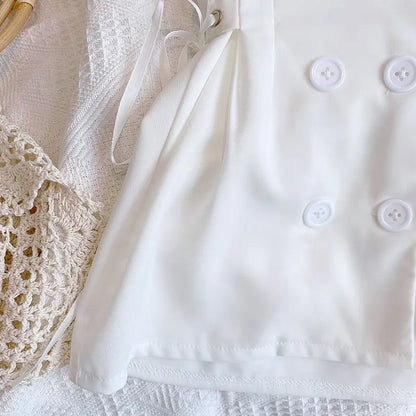 Summer Clothing Lapel Waist Drawstring Double (available)