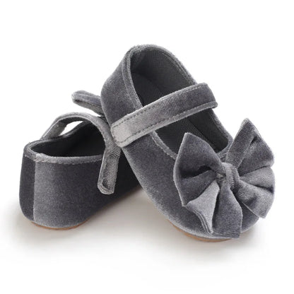 Infant Baby Girls Walkers Shoes Flats Bowknot Soft Anti-Slip Rubber Sole Newborn Shoes Anti-slip Toddler First Walkers