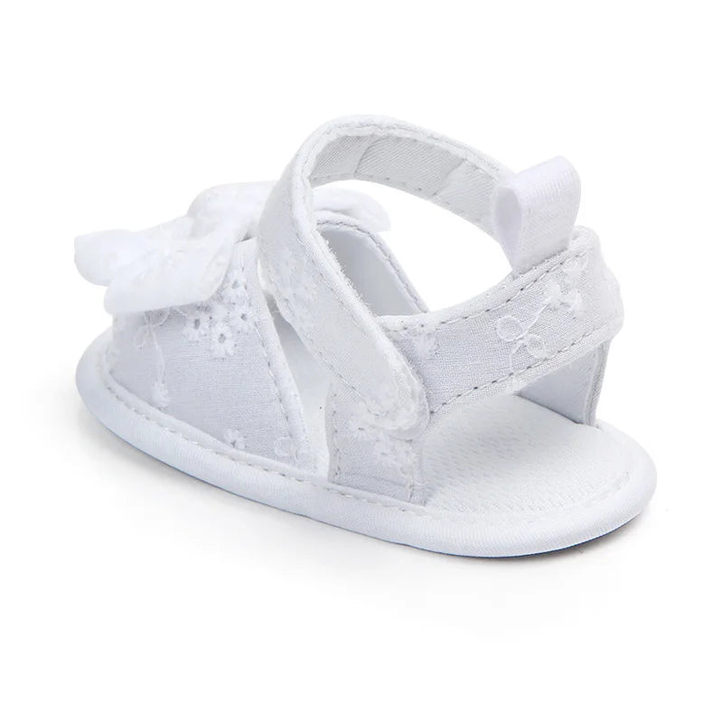 Summer Baby Girl Sandals Solid Color Cute Lace Bows Newborn Shoes Soft Cotton Non-slip Soled Princess Toddler Girl Sandals Kids