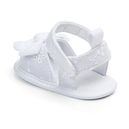 Summer Baby Girl Sandals Solid Color Cute Lace Bows Newborn Shoes Soft Cotton Non-slip Soled Princess Toddler Girl Sandals Kids