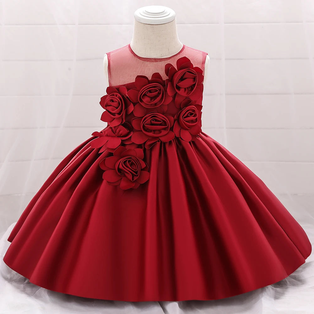 2024 Toddler Baby Girls Summer Dresses Infant Princess 1 Year Birthday Party Dress Elegant Kids Girl Christmas Wedding Costume