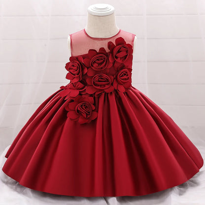 2024 Toddler Baby Girls Summer Dresses Infant Princess 1 Year Birthday Party Dress Elegant Kids Girl Christmas Wedding Costume